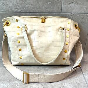 Hammitt Daniel large Calla lily crocodile embossed handbag